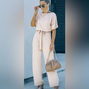 Leigh belted wide leg jumpsuit